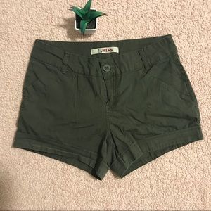 1st Kiss mid rise olive color shorts